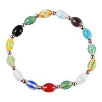 Murano-Stil Glas Armband, flexibel ca. 19 -22 cm Reiner Edelstahl