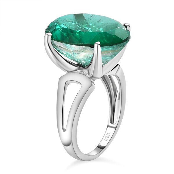 Smaragd-Quarz Triplette Ring, 925 Silber rhodiniert (Größe 17.00) ca. 13.51 ct image number 5