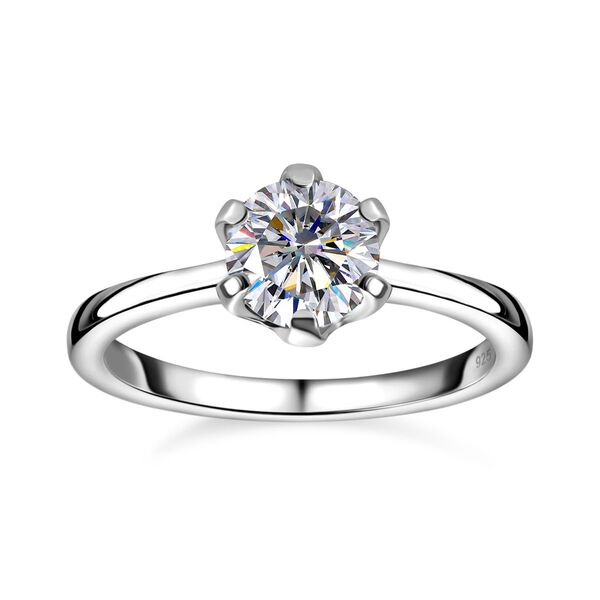 Moissanit Ring, 925 Silber platiniert, ca. 0,93 ct image number 4