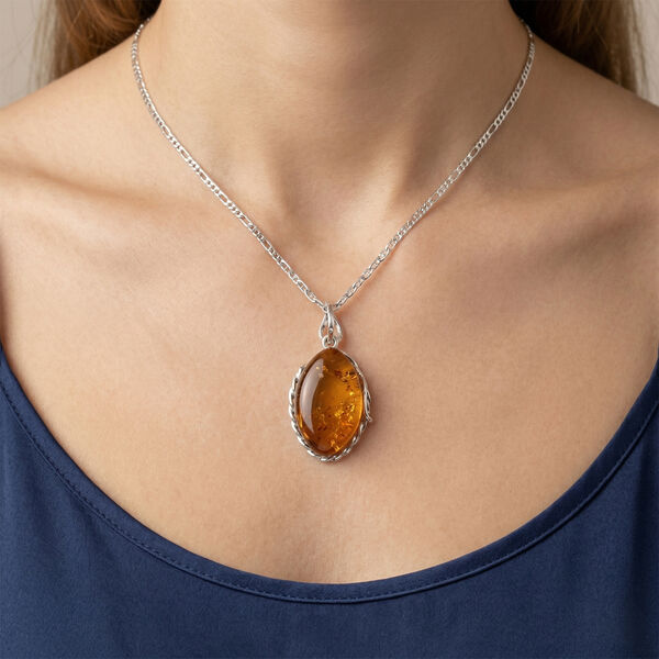 Nat&uuml;rlicher Baltischer Bernstein Anh&auml;nger 925 Silber image number 2