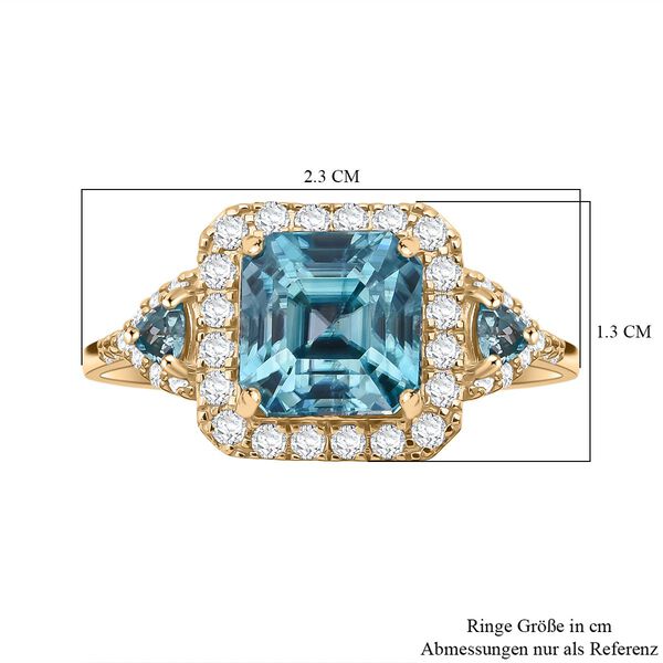 AAA blauer Zirkon und Diamant-Ring in 585 Gold - 5,05 ct. image number 6