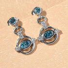 Kambodschanischer blauer und Weißer Zirkon Ohrhänger 925 Silber platiniert  image number 1