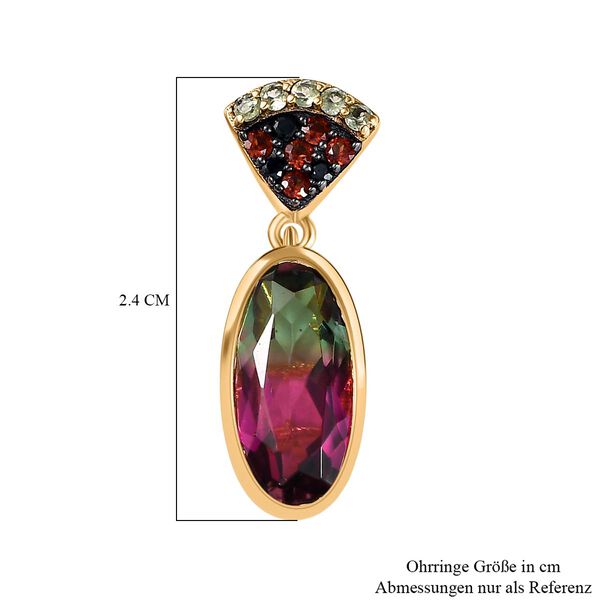 Wassermelonen Quarz Triplett und Multi-Edelstein-Ohrringe - 6,13 ct. image number 6