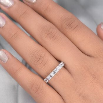 LUSTRO STELLA Hergestellt mit ZIRKONIA Band Ring 925 Silber Platin-&Uuml;berzug (Gr&ouml;&szlig;e 17.00) ca. 2,02 ct