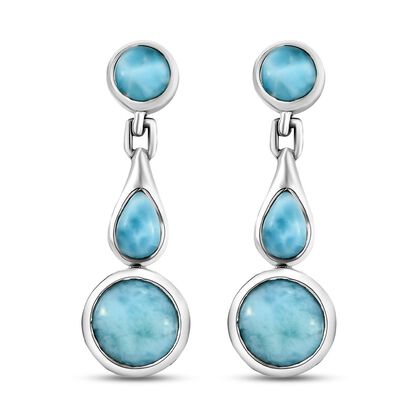 Larimar Ohrringe, 925 Silber platiniert ca. 7,03 ct
