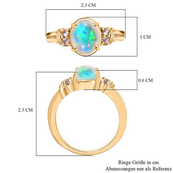 D'Joy AA Natürlicher, äthiopischer Welo Opal, Rosa Saphir Ring 925 Silber vergoldet (Größe 19.00) ca. 1,33 ct image number 7
