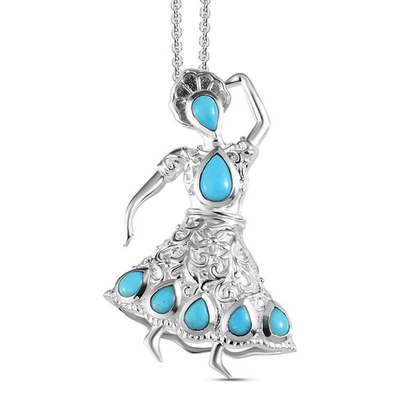 Sleeping Beauty T&uuml;rkis Anh&auml;nger mit Kette - 1,72 ct.