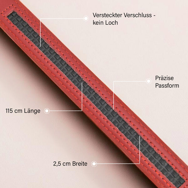 Automatik-Schnallen Lederg&uuml;rtel, Rot image number 5