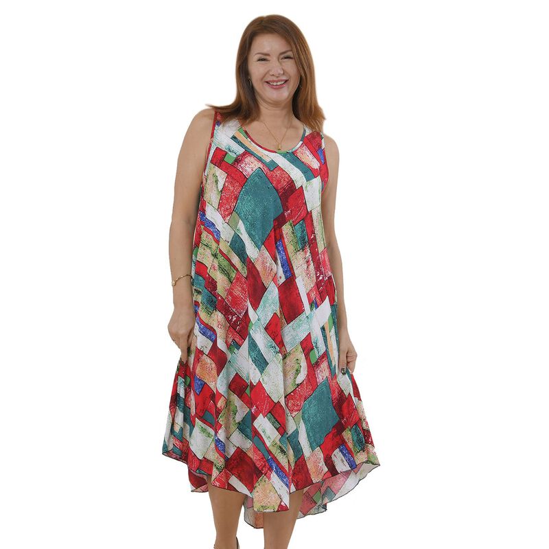 TAMSY - bedrucktes Kleid, Viskose, 60x105 cm, mehrfarbig Block-Muster image number 0