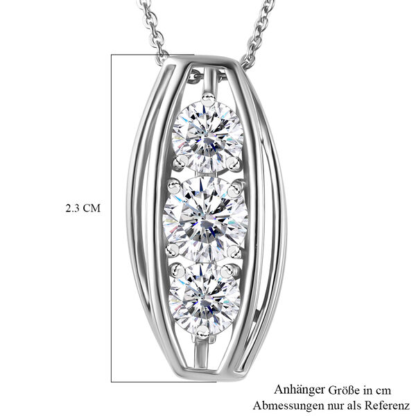 Moissanit Anhänger mit 45cm Kette, 925 Silber rhodiniert - 1,58 ct. image number 7