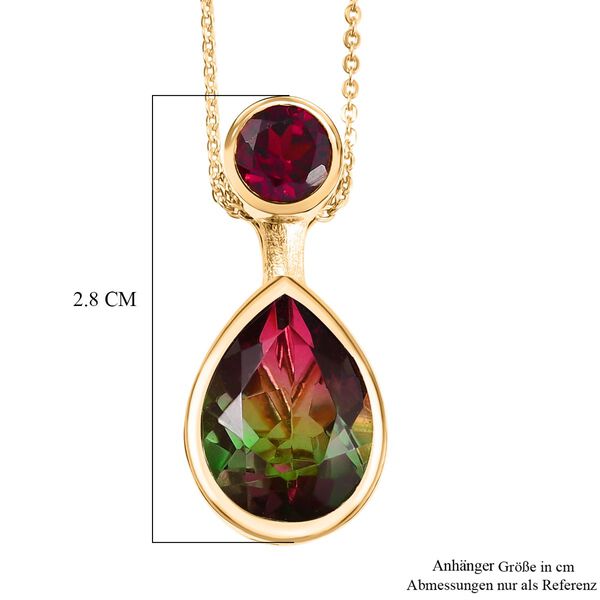 D'Joy Wassermelonen Triplett Quarz und Rhodolith Granat Anh&auml;nger mit 50cm Kette - 7,28 ct. image number 6