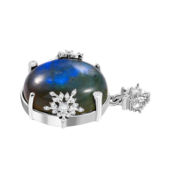 GP Spezial Kollektion AAA Labradorit, Wei&szlig;er Zirkon Anh&auml;nger, 925 Silber rhodiniert ca. 19.37 ct image number 3