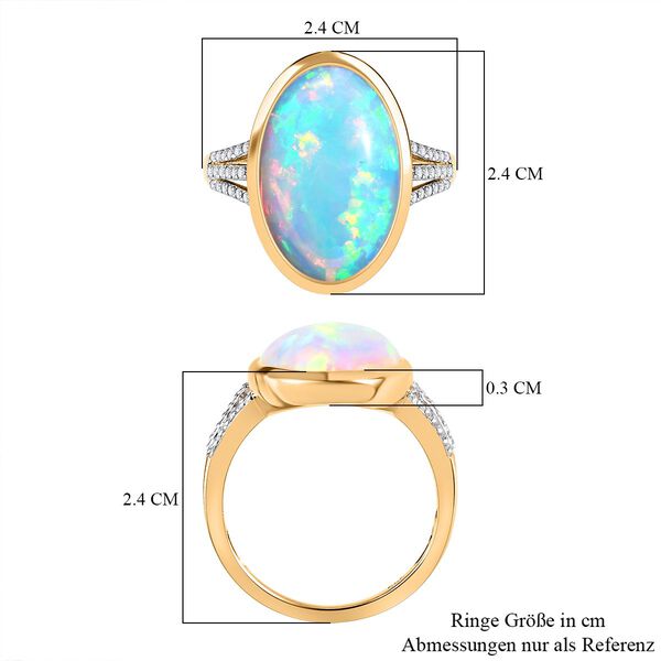 AAAA nat&uuml;rlicher, &auml;thiopischer Welo Opal und Diamant-Ring in 585 Gelbgold - 8,18 ct. image number 5
