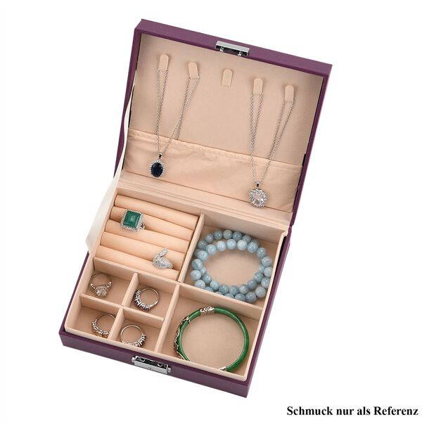 Schmuck Aufbewahrungsbox mit Haken und Fächern, 19x17x6.8 cm, Lila image number 6