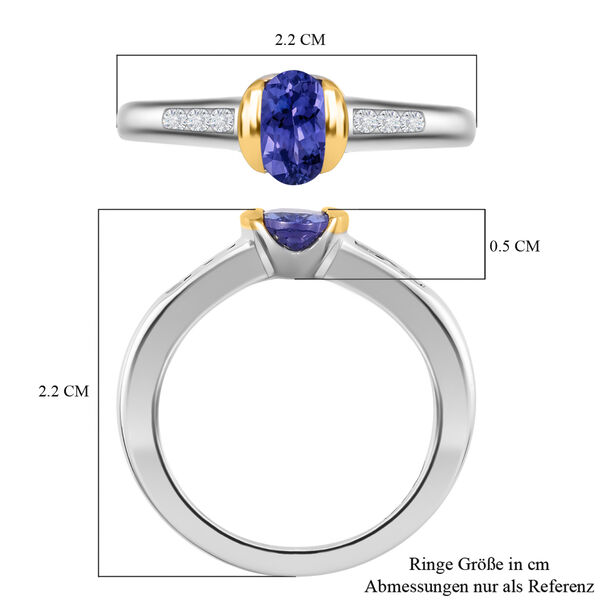 Tansanit und Zirkon Ring 925 Silber Bicolor  ca. 0,77 ct image number 7