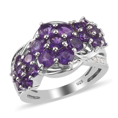 Lusaka Amethyst und Zirkon Ring 925 Silber Platin-Überzug image number 0