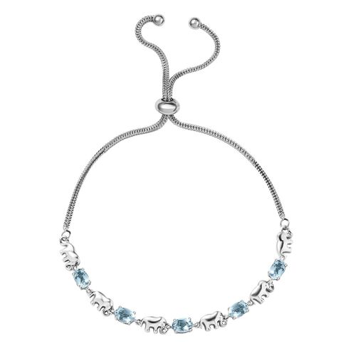 Himmelblauer Topas Armband ca. 25.5 cm Reines Messing platiniert ca. 2,65 ct. image number 0