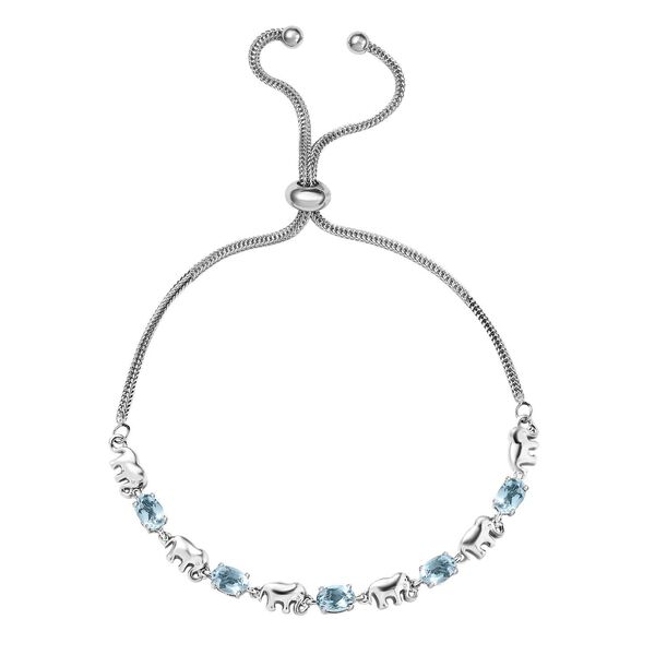 Himmelblauer Topas Armband ca. 25.5 cm Reines Messing platiniert ca. 2,65 ct. image number 0