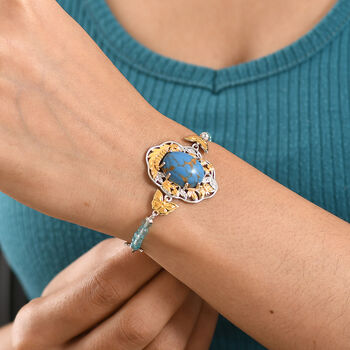 EverTrue AAA blaues Mojave T&uuml;rkis und Apatit 19cm zweifarbiges Armband - 17,30 ct.