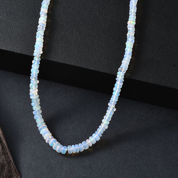 Nat&uuml;rlicher, &auml;thiopischer Welo Opal Halskette ca. 45 cm 925 Silber rhodiniert ca. 45,00 ct. image number 1