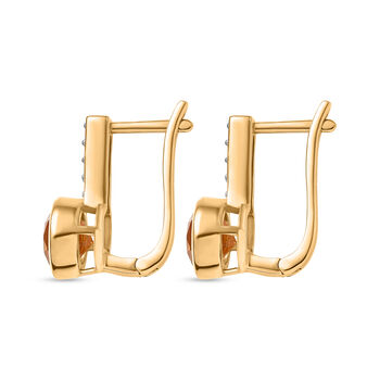 D'Joy Sphaleros Quarz, Wei&szlig;er Zirkon Ohrringe 925 Silber 750 Gelb Vergoldet ca. 3.32 ct