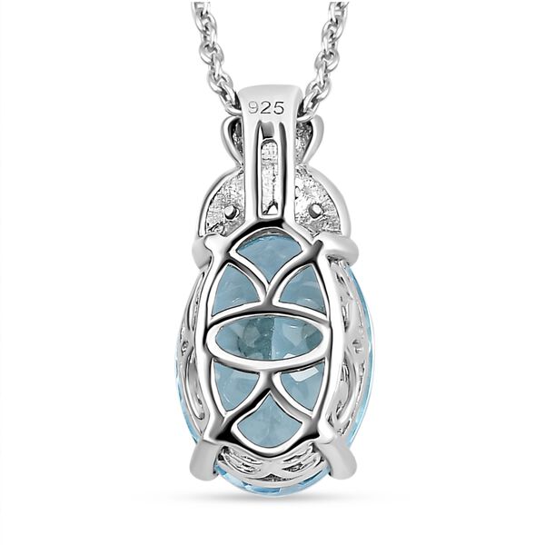 Himmelblauer Topas und Zirkon Silber Anhänger mit Kette 7,39 Ct image number 5