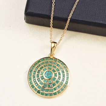 AA Kagem Sambischer Smaragd Schmuckset 925 Silber 750 Gelbgold Vermeil (10-15 Werktage Lieferzeit) ca. 3,45 ct.