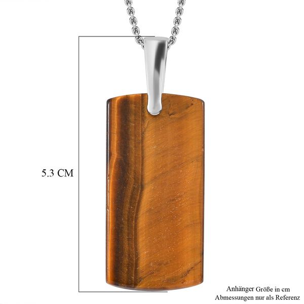 Tigerauge Anh&auml;nger mit Kette, Edelstahl ca. 47.17 ct image number 7