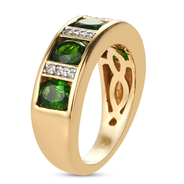 Nat&uuml;rlicher Chromdiopsid und Zirkon Ring 925 Silber vergoldet  ca. 2,12 ct image number 5