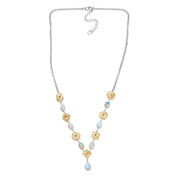 AA Nat&uuml;rliche, &auml;thiopische Welo Opal und Multi-Saphir-Halskette, 45 cm - 4,08 ct. image number 5
