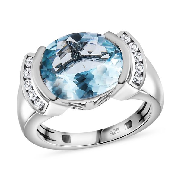 Himmelblauer Topas und Zirkon Ring - 5,55 ct. image number 4