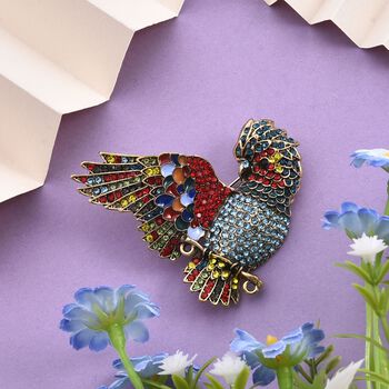 Mehrfarbiger Kristall Papagei Brosche emailliert