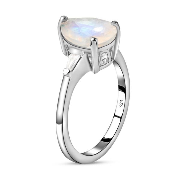 Premium Regenbogen Mondstein und Zirkon-Ring, 925 Silber platiniert  ca. 2,46 ct image number 5