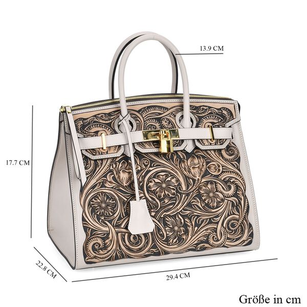 Grand Pelle  - Designer-inspirierte Echtleder Handtasche, wei&szlig; image number 6