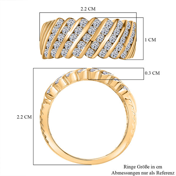 LUXURIANT SGL zertifizierter VS-EF Labor Diamant Ring, 925 Silber 750 Gelbgold Vermeil - 1 ct. image number 7