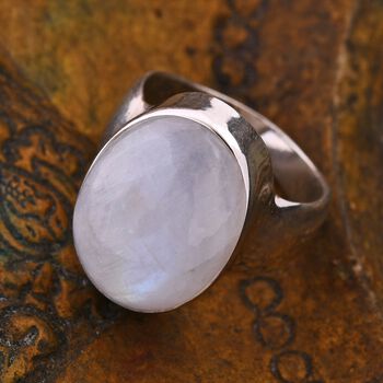 Royal Bali - Regenbogen Mondstein Ring 925 Silber (Gr&ouml;&szlig;e 20.00) ca. 22.77 ct