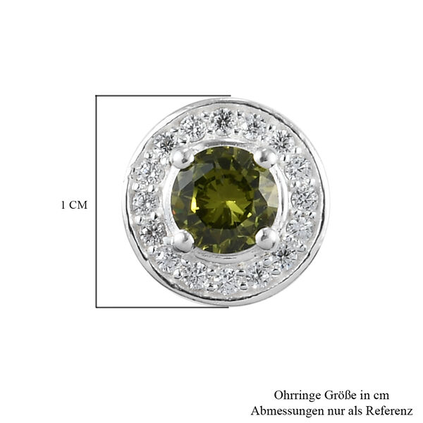 LUSTRO STELLA - Peridot Zirkonia und wei&szlig;e Zirkonia-Halo-Ohrstecker in Silber, 2,06 ct. image number 5