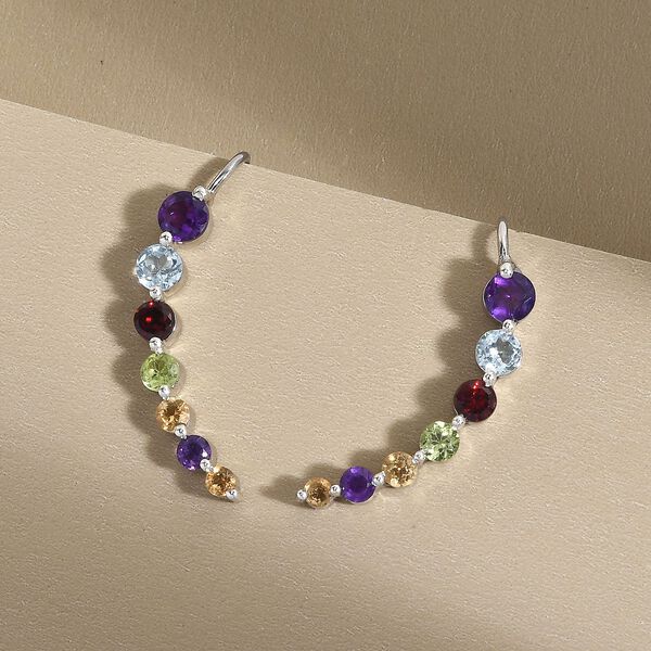 Mehrfarbiger Edelsteine Climber Ohringe in Silber 2,79 Ct image number 2