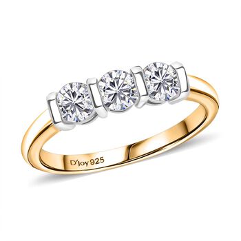 D'Joy zweifarbiges Moissanit Schmuckset, 925 Silber rhodiniert und vergoldet - 2 ct.