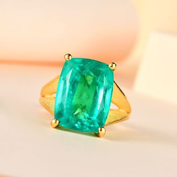 Smaragd Triplett Quarz Ring - 13,50 ct.