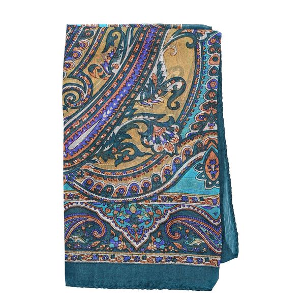 Bedruckter Seidenschal, 48x160cm, Blaugr&uuml;n image number 5