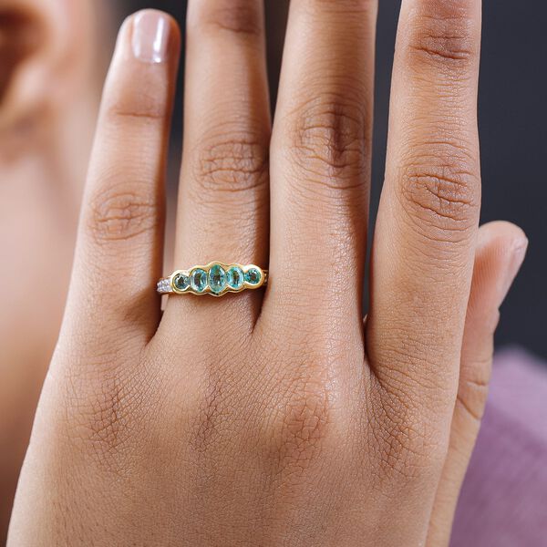 Kolumbianischer Smaragd Ring, 925 Silber Gelbgold Vermeil (Größe 17.00) ca. 1.07 ct image number 3