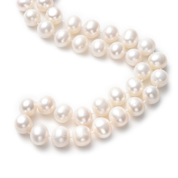 Wei&szlig;e S&uuml;&szlig;wasserzucht Perle Halskette ca. 50 cm 925 Silber rhodiniert image number 2