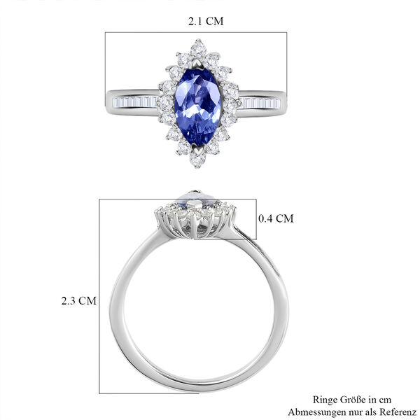 Tansanit and Zirkon Ring 925 Silber Platin-&Uuml;berzug image number 8