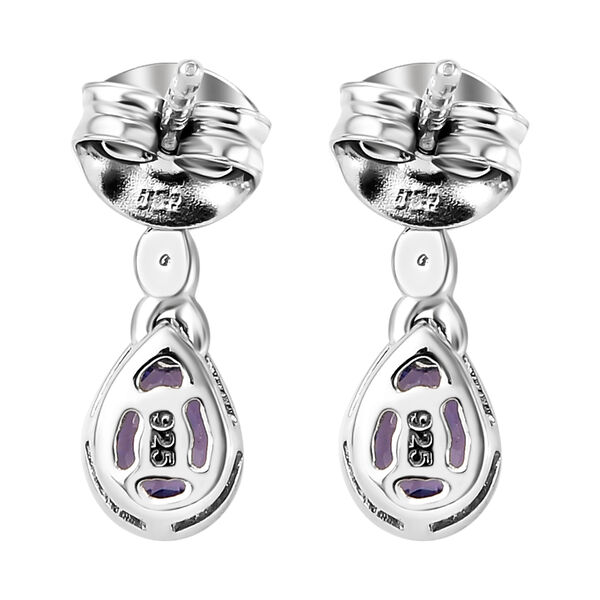 Tansanit und Zirkon Tropfen Ohrringe in Silber  1,07 Ct image number 5