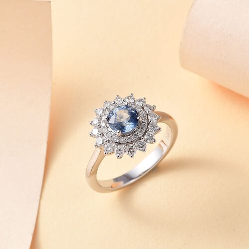 LUXORO zertifiziert und geprüft AAA Blauer Saphir und Diamant Ring in 585 Weißgold - 1,46 ct. image number 1
