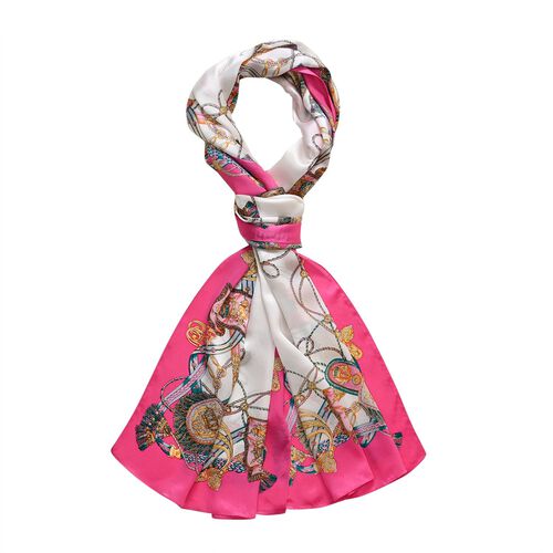 LA MAREY – Satinschal aus Maulbeerseide, Rosa mit weiß image number 0