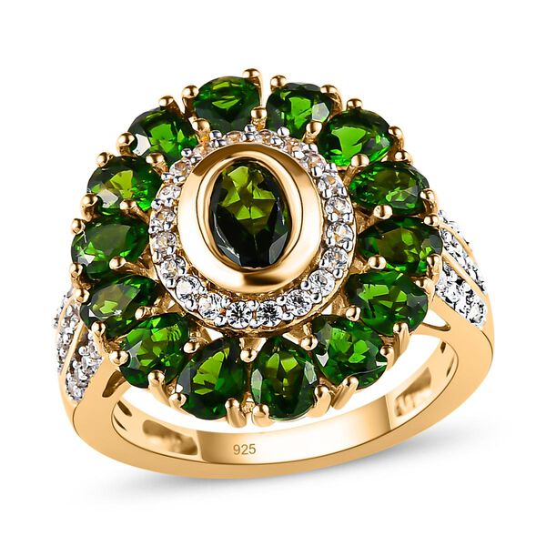 Natürlicher Chromdiopsid-Ring, 925 Silber Gelbgold Vermeil  ca. 4,60 ct image number 5