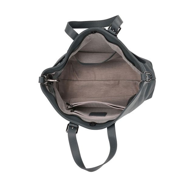 Echtleder-Crossbody-Bag im Trapez-Design, 32x12x19 cm, Petrolblau image number 4