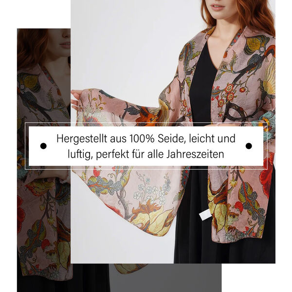 2er Set Luxus 100% Seidenschal und Rosenquarz Chakra-Armband image number 1